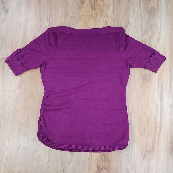 🔺️Apt 9 Purple Textured Boatneck Cuffed Sleeve Sweater Top Medium - Picture 3 of 11